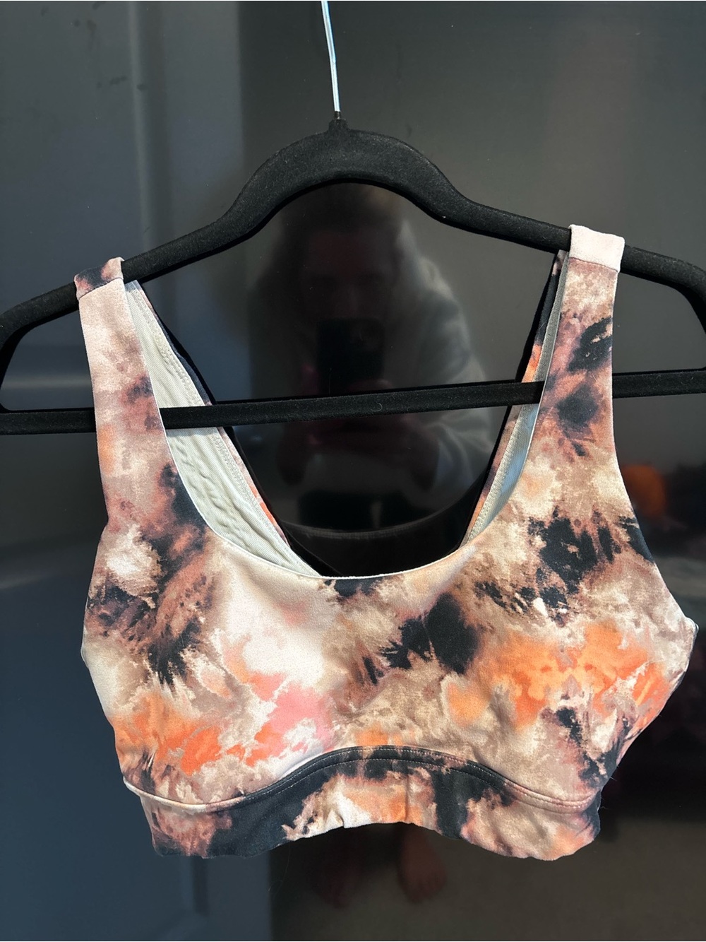 Zella Tie-Dye Print Sports Bra - Orange & Black